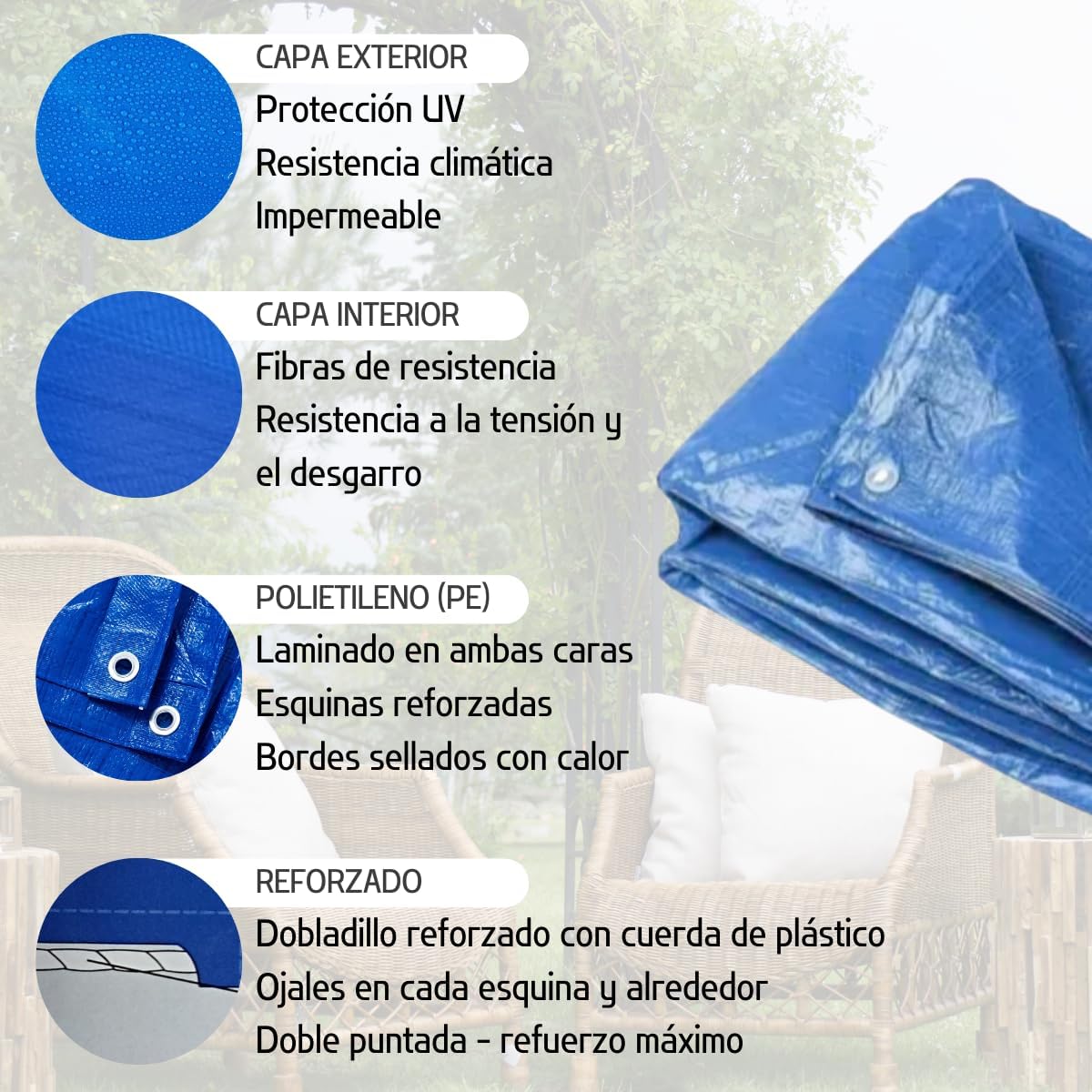 Toldo Reforzado Lona Impermeable Exterior - Imagen 2