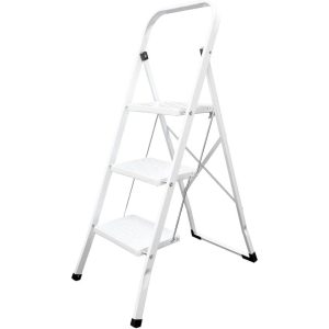 Escalera Domestica Aluminio 3 Peldaños, Escalerilla Blanca