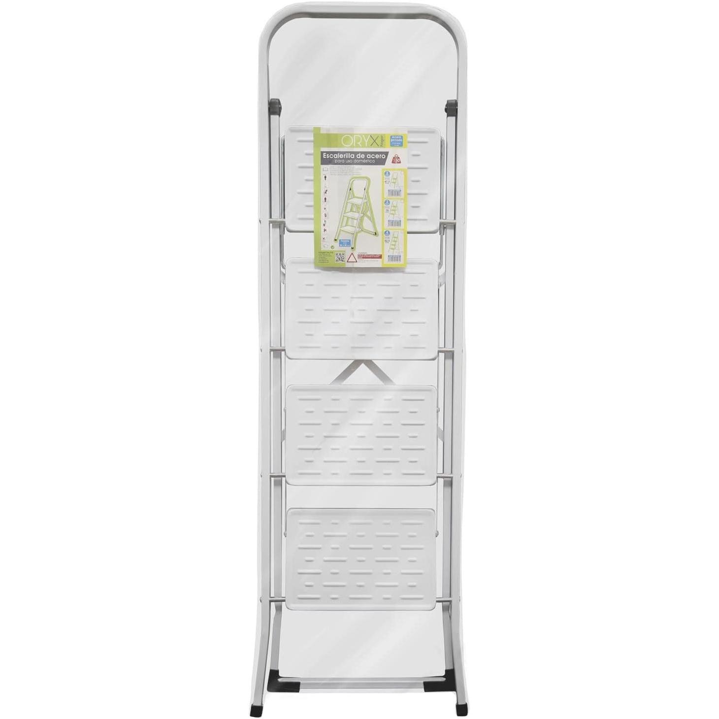 Escalera Domestica Aluminio 4 Peldaños, Escalerilla Blanca - Imagen 6