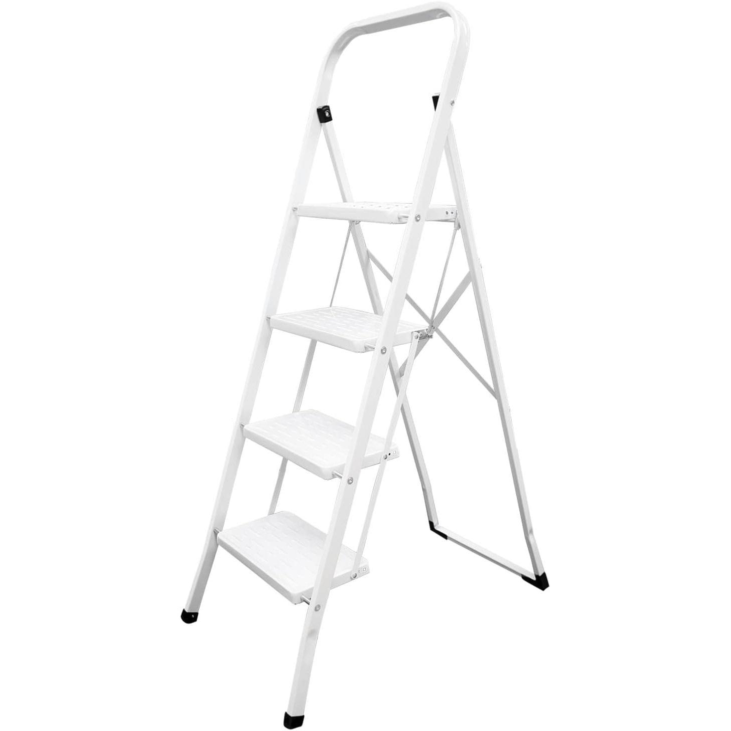 Escalera Domestica Aluminio 4 Peldaños, Escalerilla Blanca