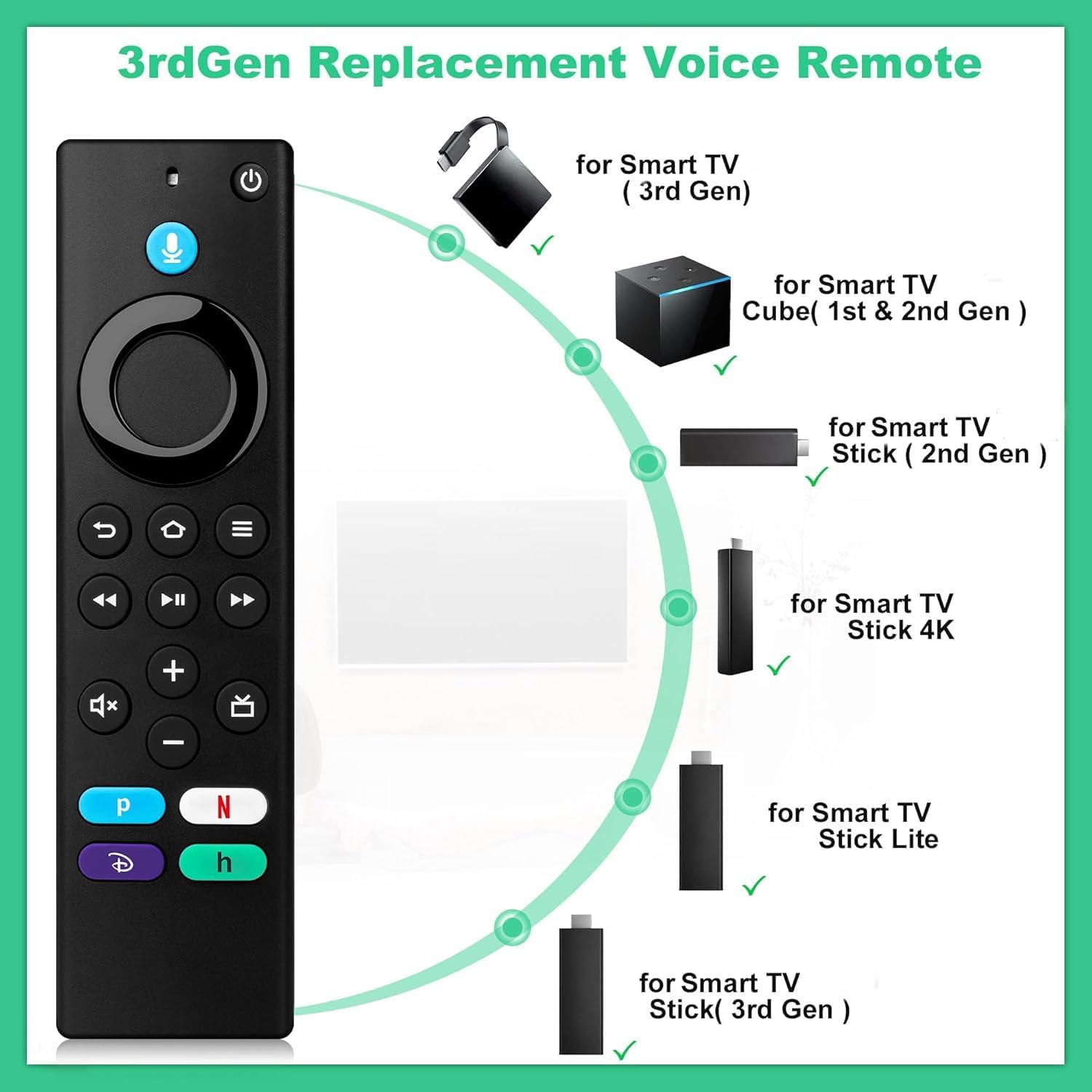 Mando para el Fire TV con Función de Voz, Repuesto Control Remoto Totalmente Compatible. Smart Fire TV Stick 4K MAX L5B83G Alexa 3ª Generación - Imagen 2