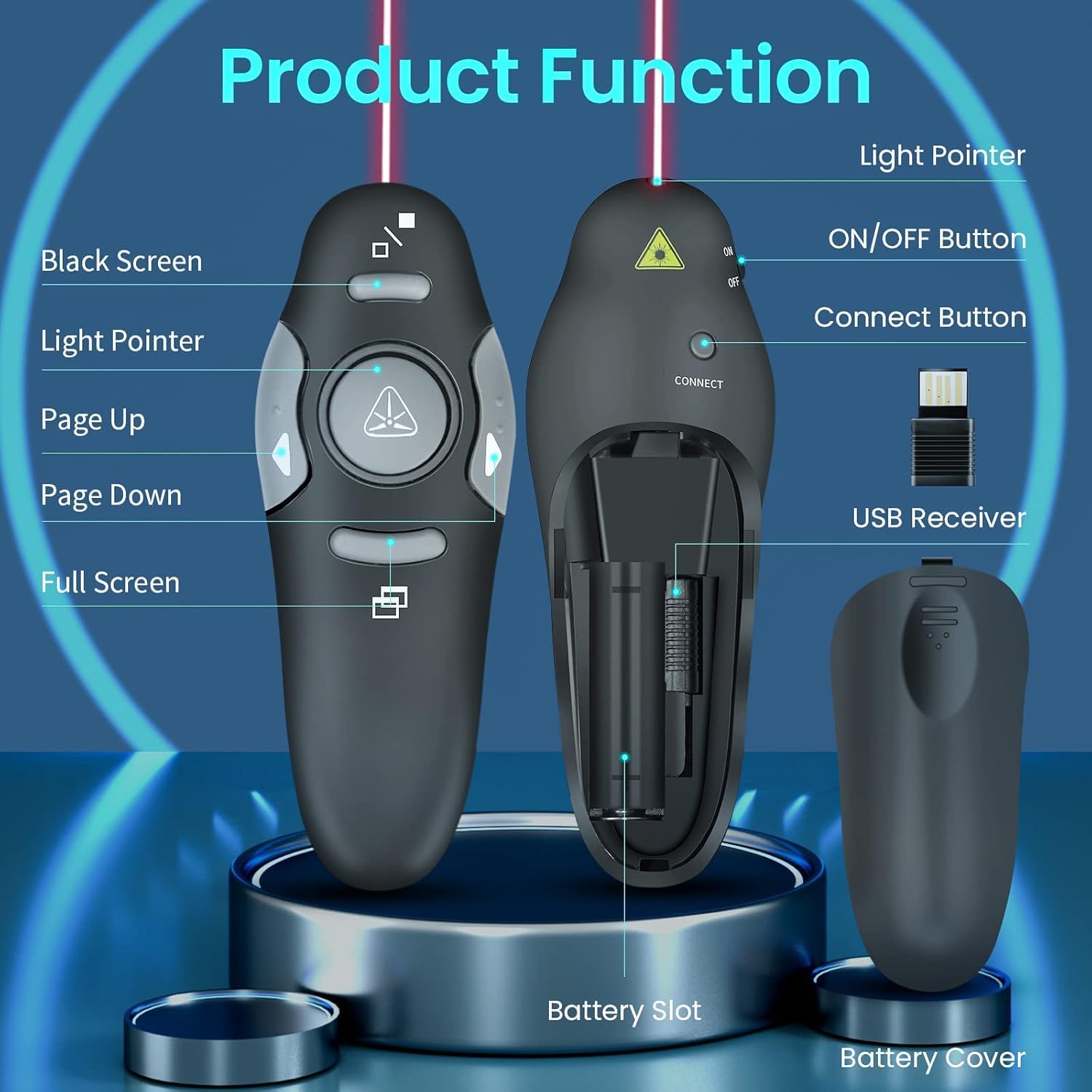 Klink Presentador Inalámbrico para Presentaciones - Puntero Láser con Mando Remoto, Pasador de Diapositivas, Compatibilidad Universal con Windows/Mac/Linux - Ideal para Conferencias y Enseñanza - Imagen 2